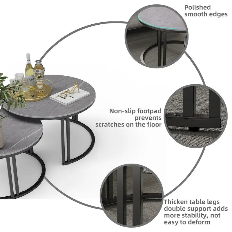 Table basse ronde en pierre frittée