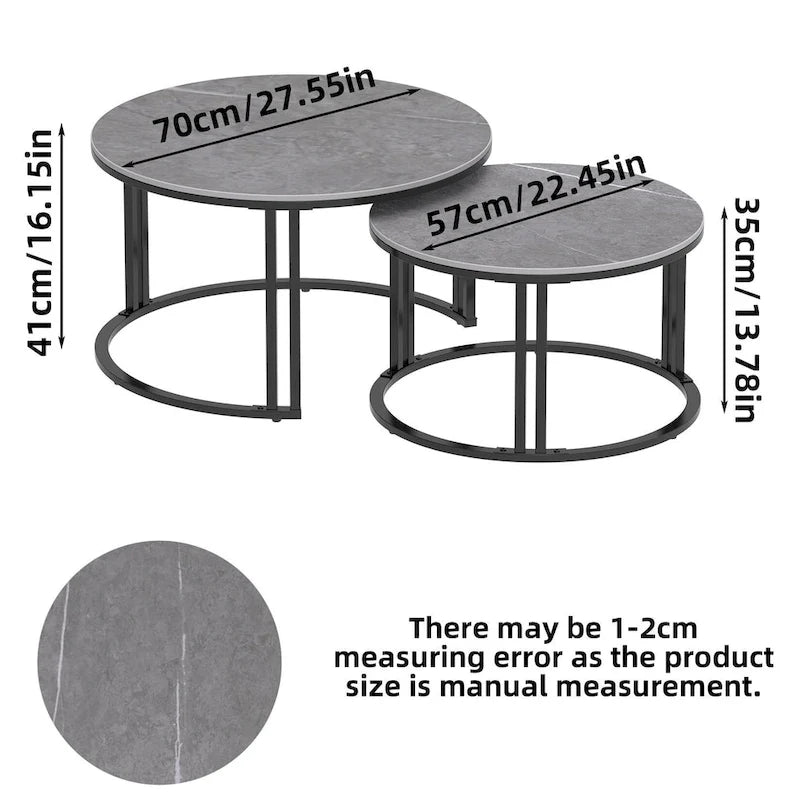 Table basse ronde en pierre frittée