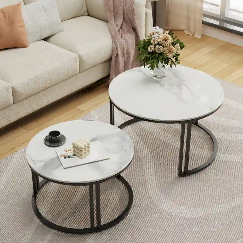 Table basse ronde en pierre frittée