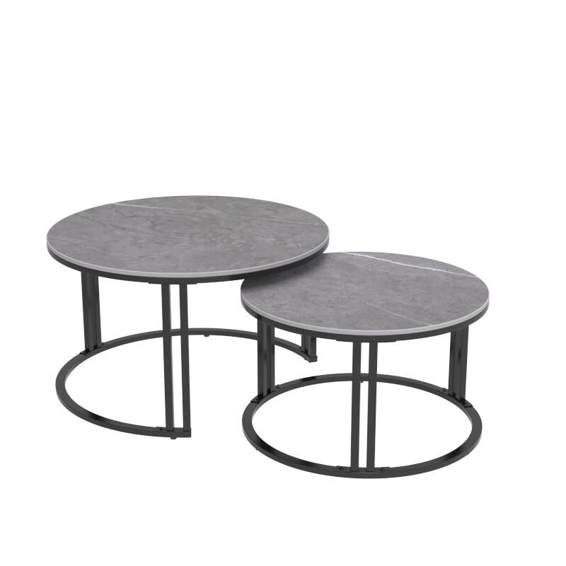 Table basse ronde en pierre frittée