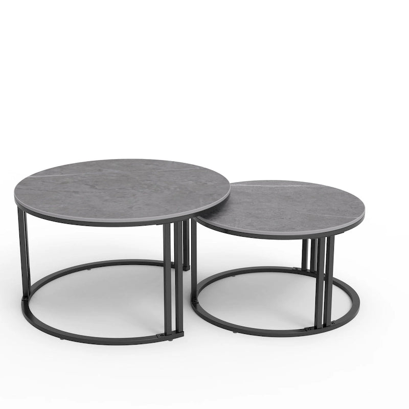 Table basse ronde en pierre frittée