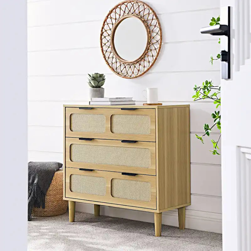 Meuble de rangement en bois style ferme, Coiffeuse moderne en rotin
