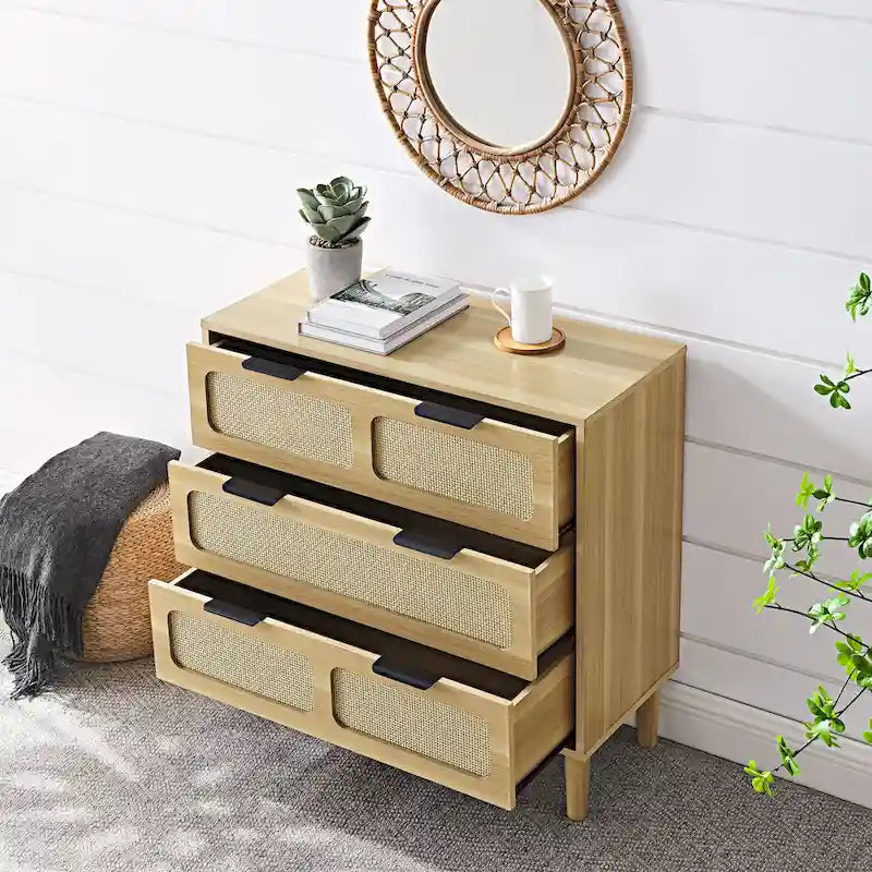 Meuble de rangement en bois style ferme, Coiffeuse moderne en rotin