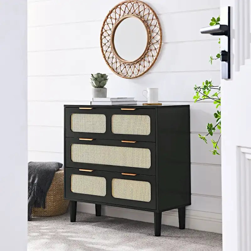 Meuble de rangement en bois style ferme, Coiffeuse moderne en rotin