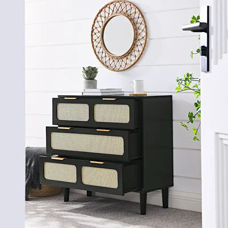 Meuble de rangement en bois style ferme, Coiffeuse moderne en rotin