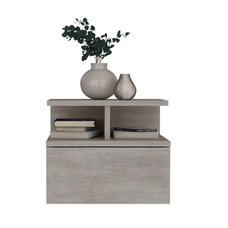 Table de chevet flottante, murale avec tiroir simple et étagère à 2 niveaux