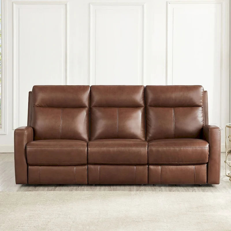 Hydeline Vienna Zero Gravity Power Recline and Headrest Top Grain Leather Sofa