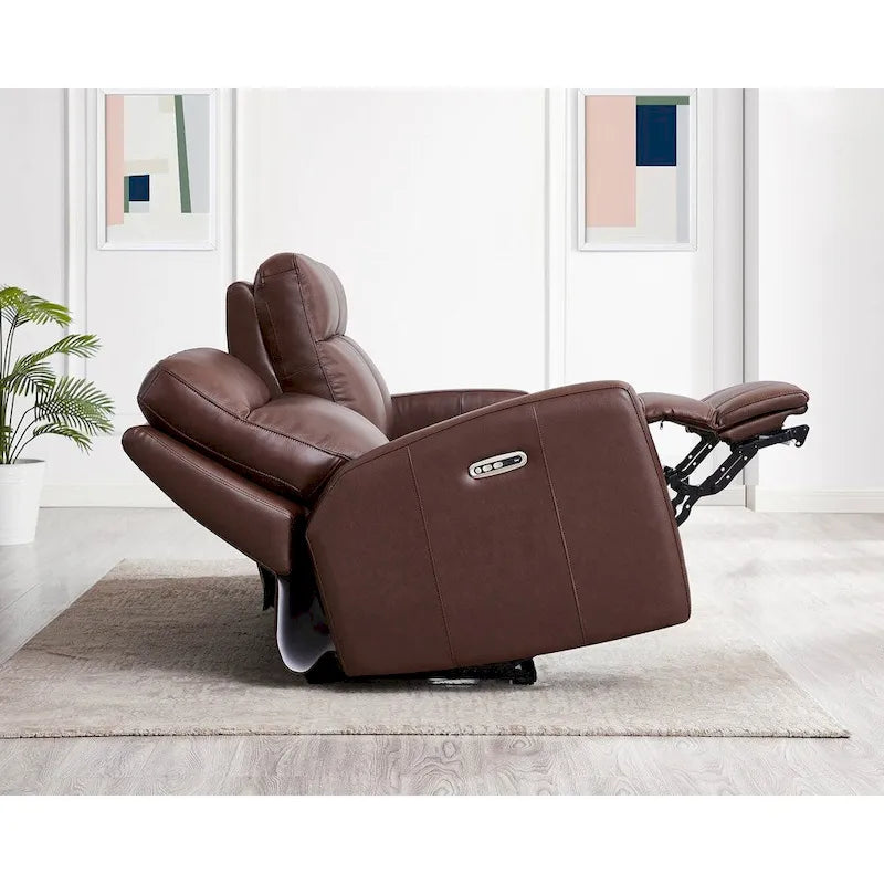 Canapé en cuir pleine fleur avec inclinaison électrique et appuie-tête à gravité zéro