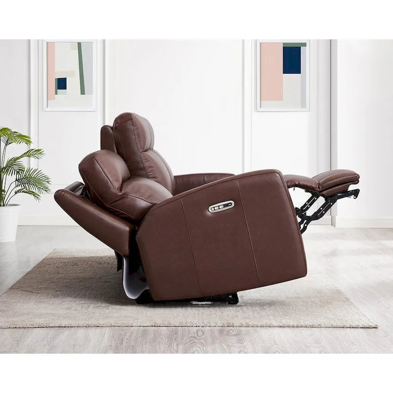 Canapé en cuir pleine fleur avec inclinaison électrique et appuie-tête à gravité zéro