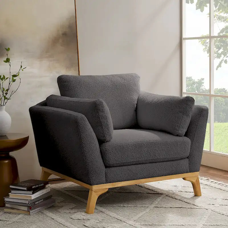 Fauteuil d'appoint moderne avec accoudoirs évasés