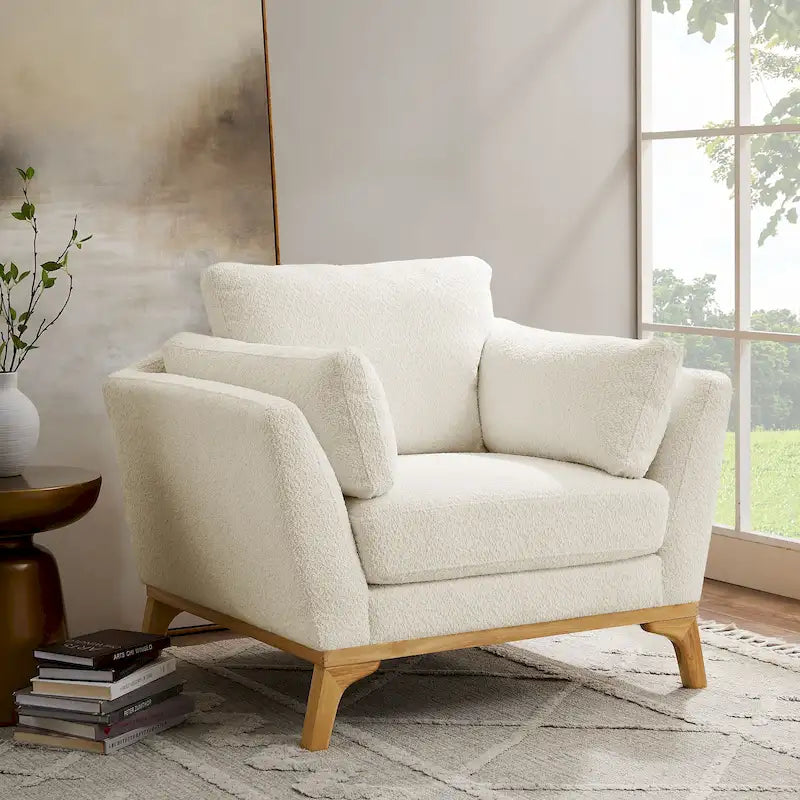 Fauteuil d'appoint moderne avec accoudoirs évasés