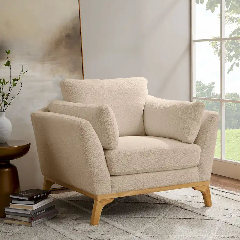 Fauteuil d'appoint moderne avec accoudoirs évasés
