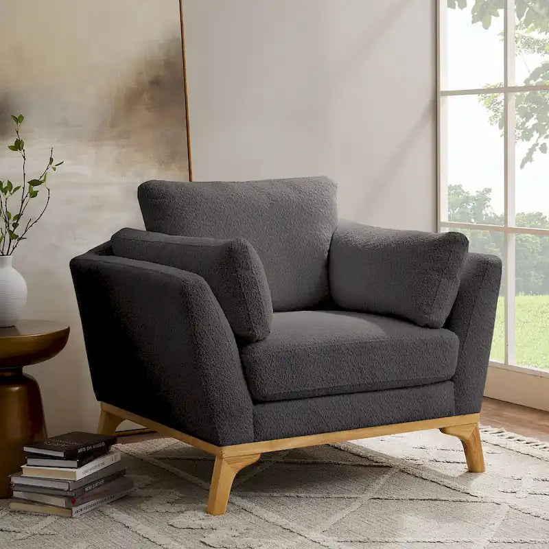 Fauteuil d'appoint moderne avec accoudoirs évasés