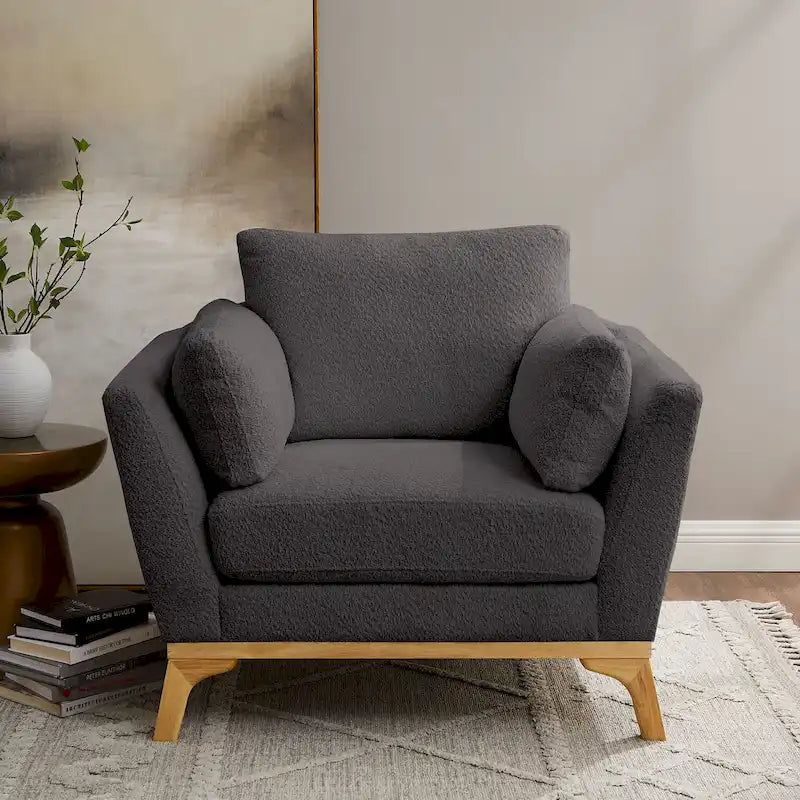 Fauteuil d'appoint moderne avec accoudoirs évasés