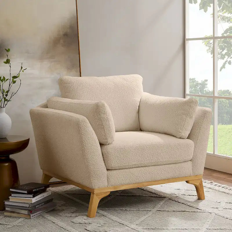Fauteuil d'appoint moderne avec accoudoirs évasés