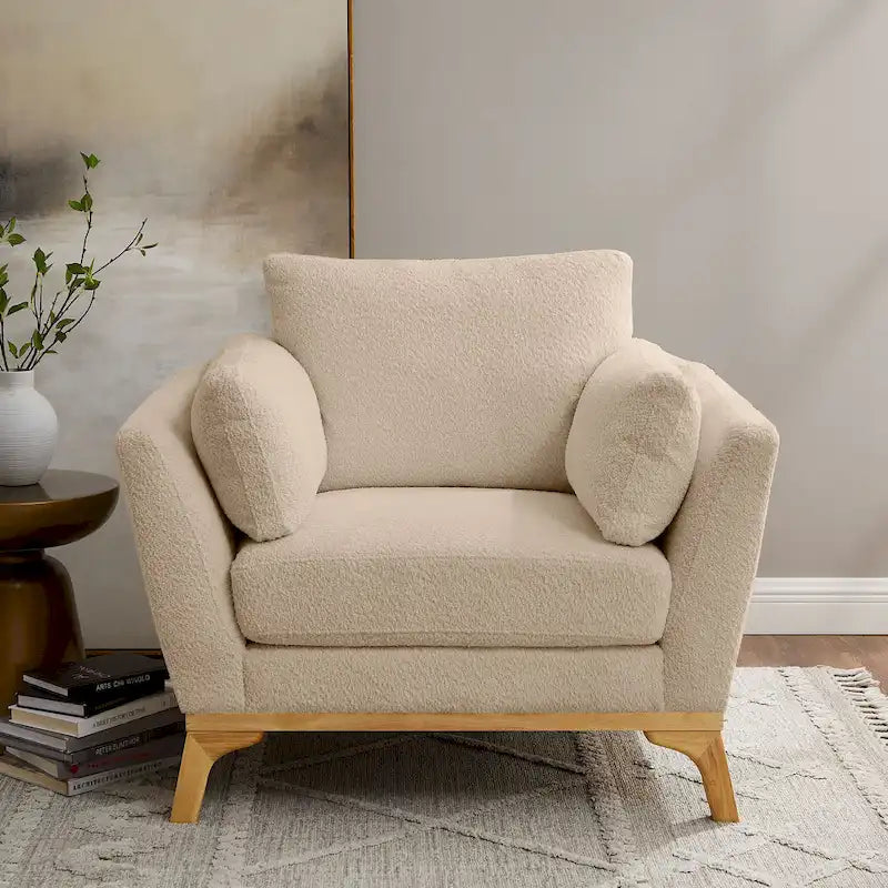 Fauteuil d'appoint moderne avec accoudoirs évasés