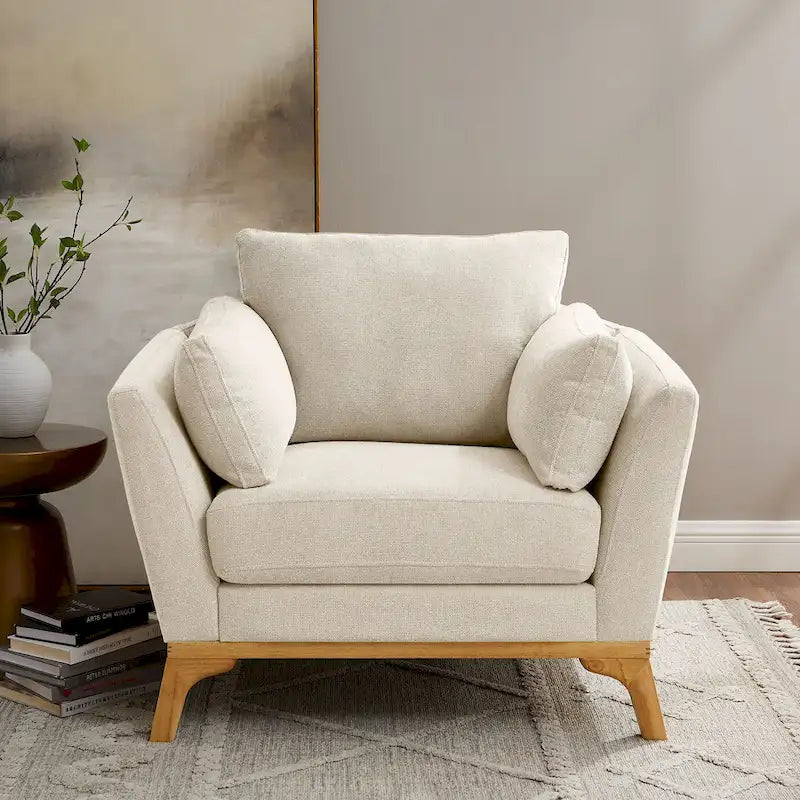 Fauteuil d'appoint moderne avec accoudoirs évasés
