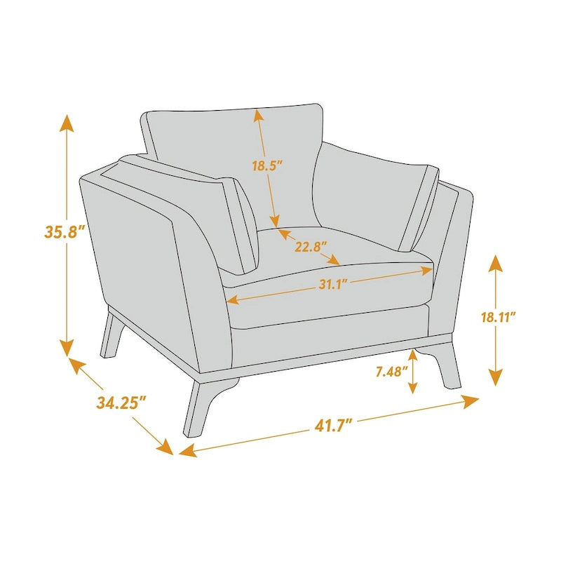 Fauteuil d'appoint moderne avec accoudoirs évasés