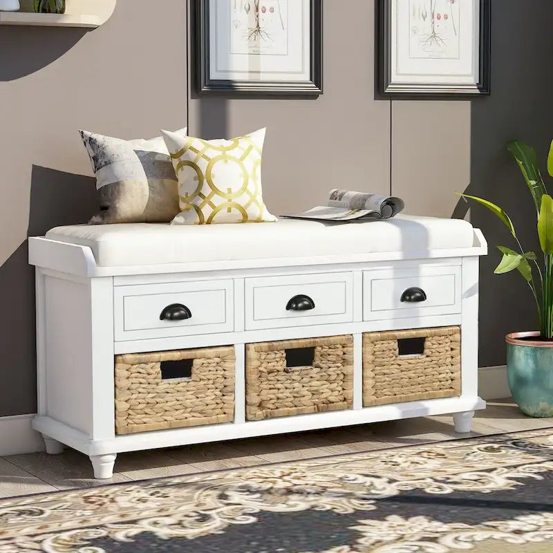 Banc de rangement rustique avec étagère à chaussures