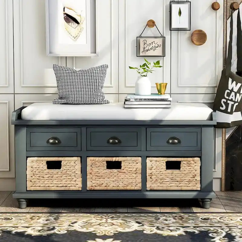 Banc de rangement rustique avec étagère à chaussures
