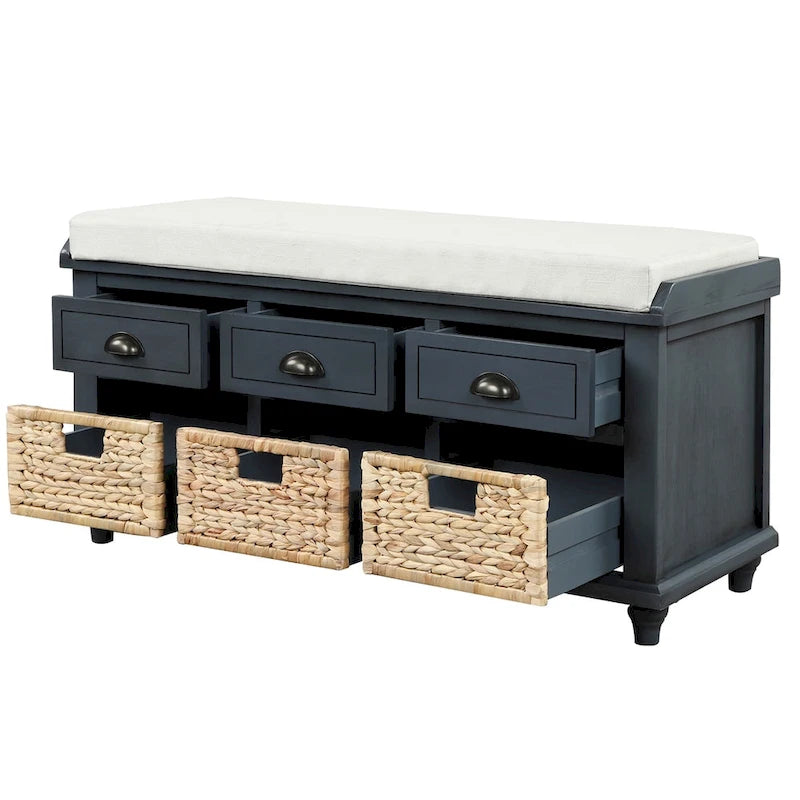 Banc de rangement rustique avec étagère à chaussures