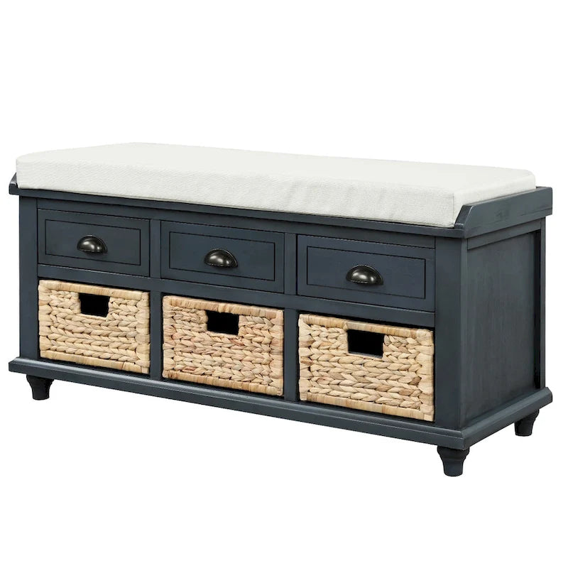Banc de rangement rustique avec étagère à chaussures