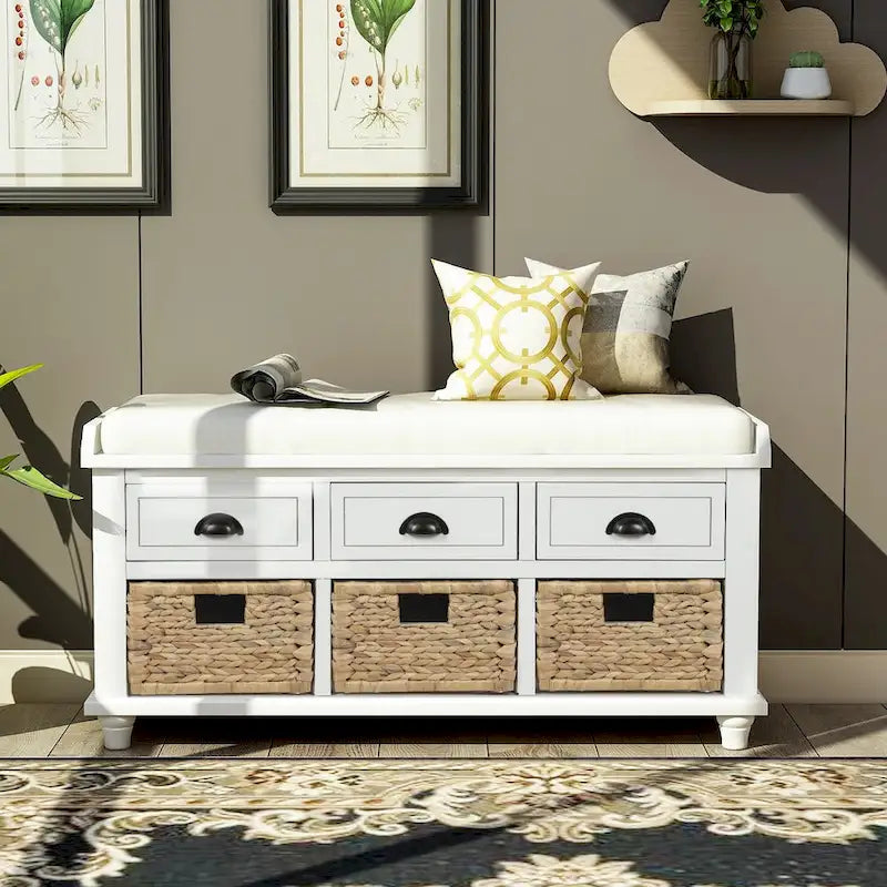 Banc de rangement rustique avec étagère à chaussures