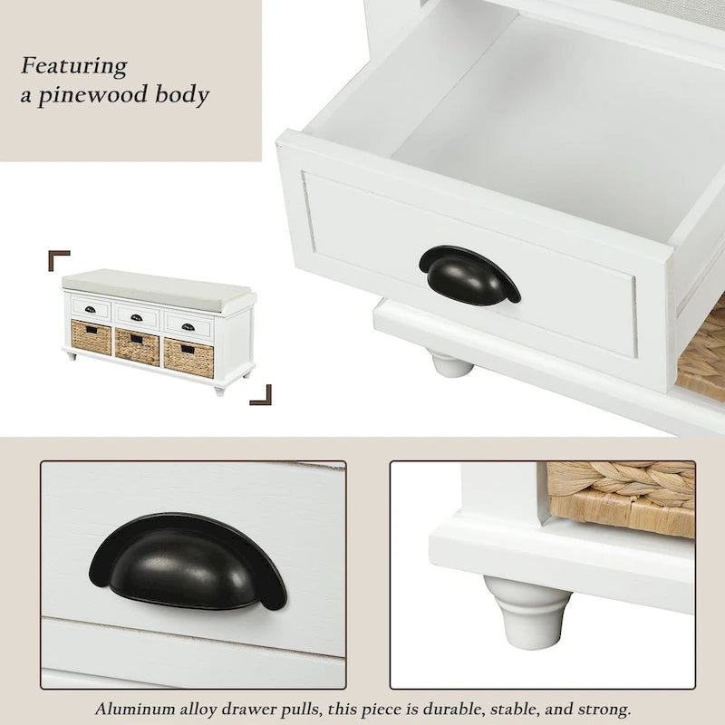 Banc de rangement rustique avec étagère à chaussures
