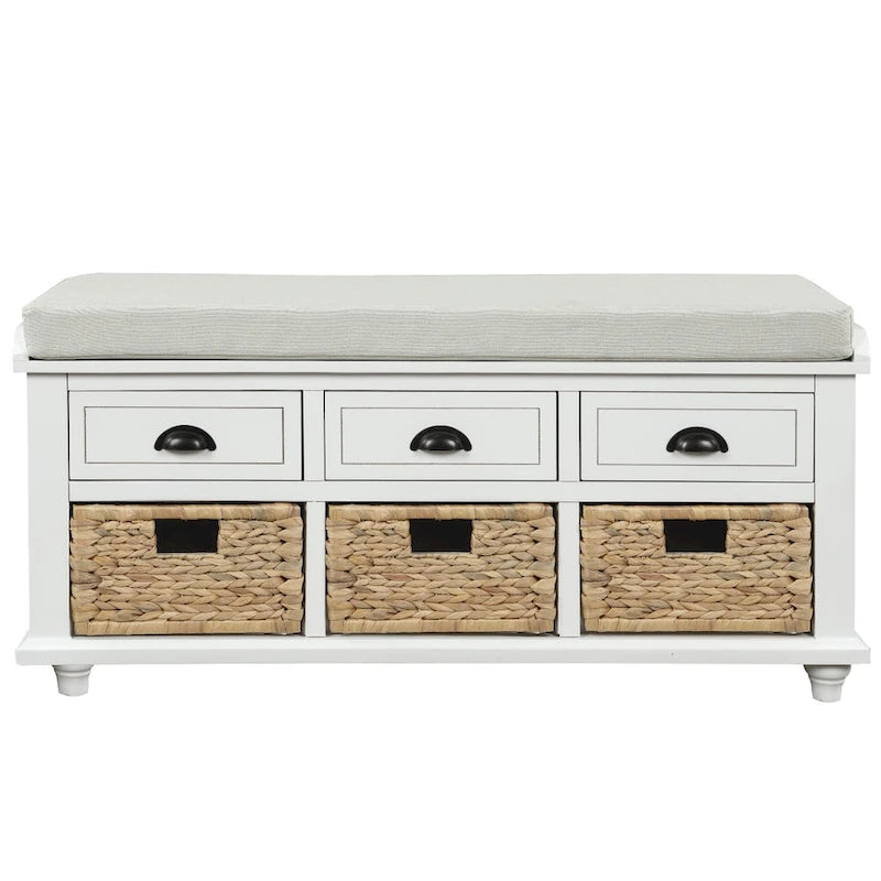 Banc de rangement rustique avec étagère à chaussures