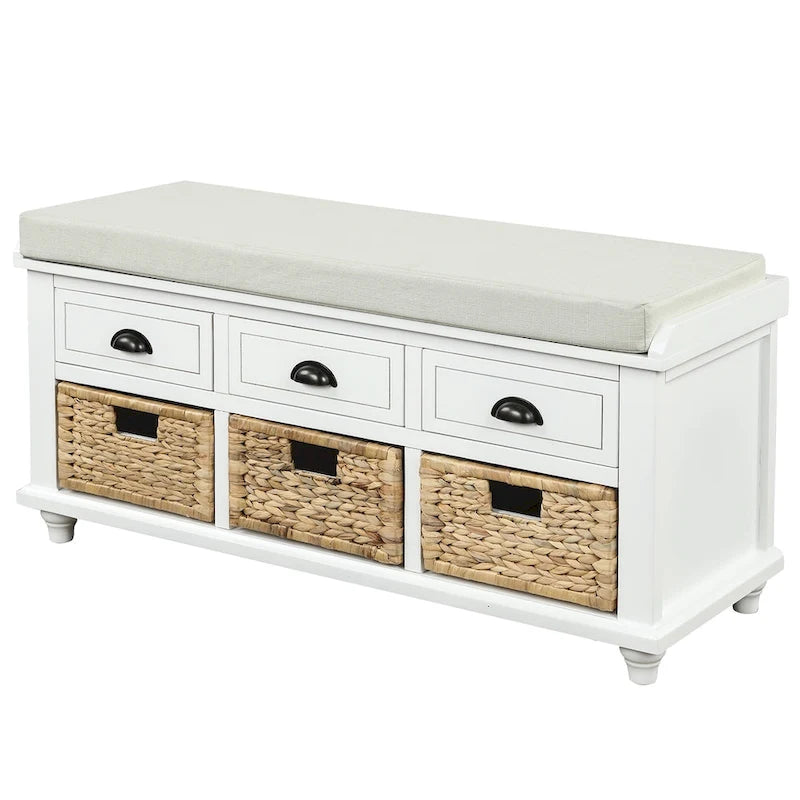 Banc de rangement rustique avec étagère à chaussures