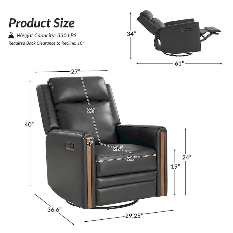 Fauteuil inclinable électrique berçant et pivotant