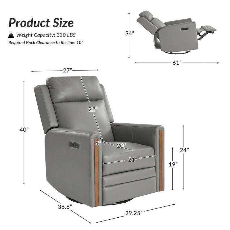 Fauteuil inclinable électrique berçant et pivotant