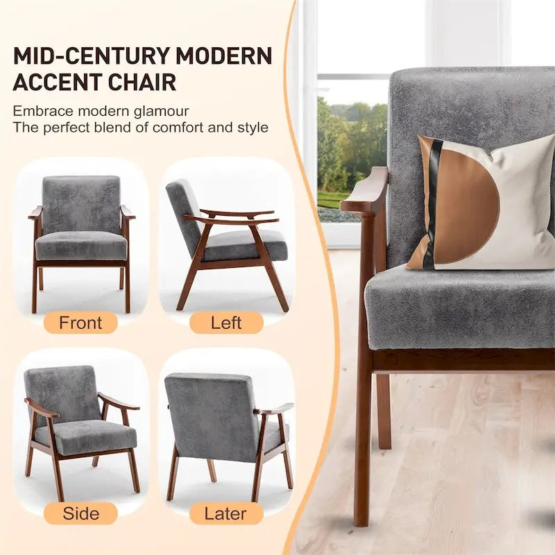 Chaise Moderne du Milieu du Siècle, Chaise de Salon à Cadre en Bois Massif