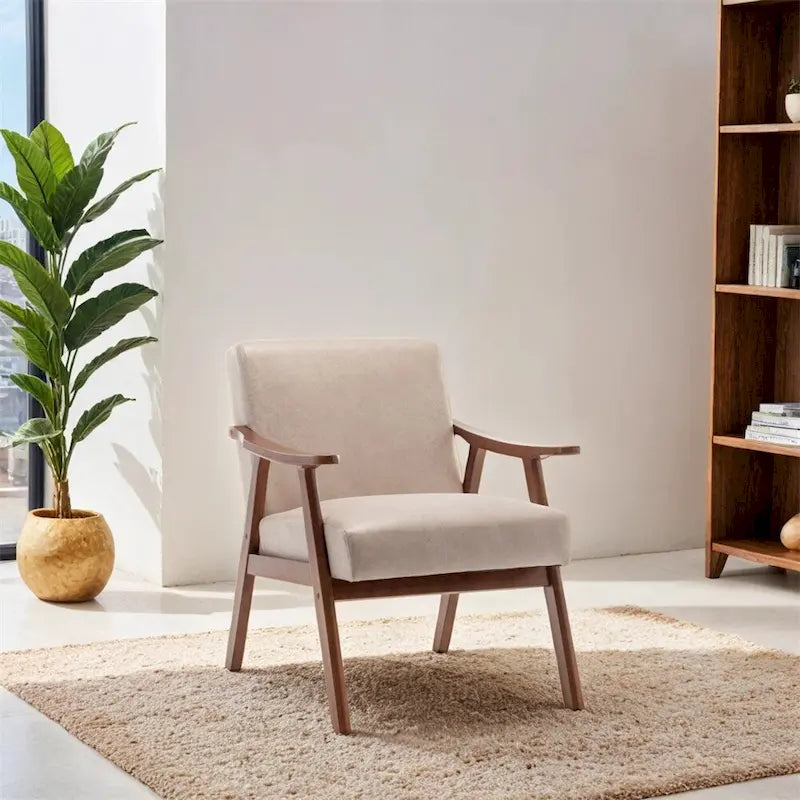 Chaise Moderne du Milieu du Siècle, Chaise de Salon à Cadre en Bois Massif
