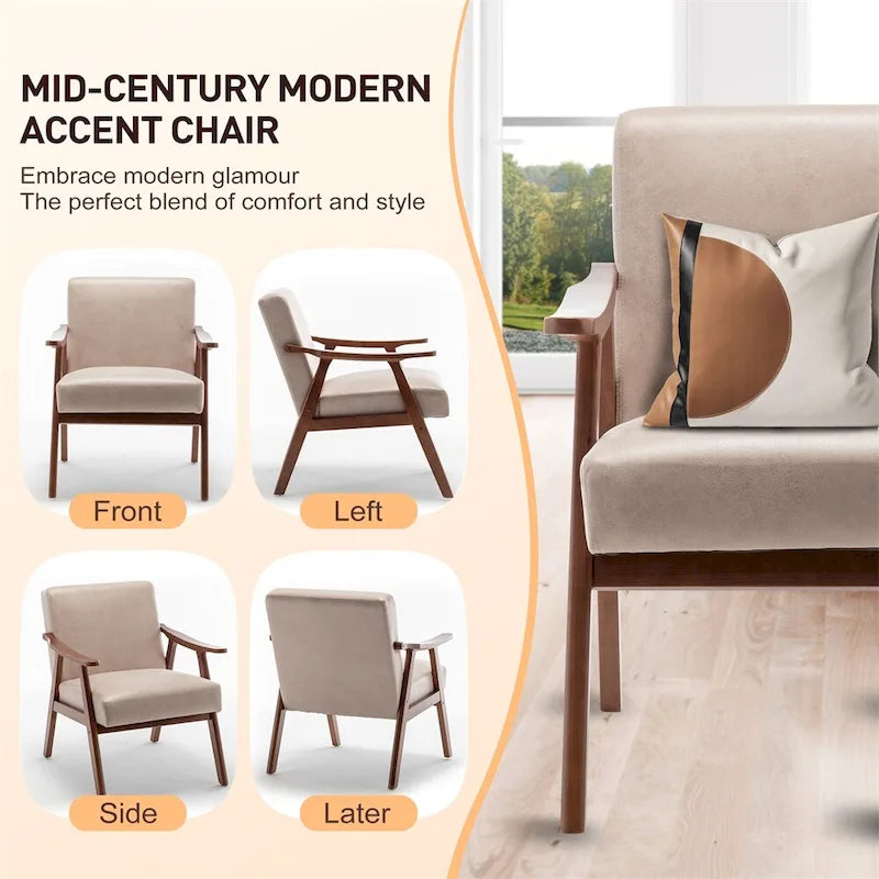 Chaise Moderne du Milieu du Siècle, Chaise de Salon à Cadre en Bois Massif