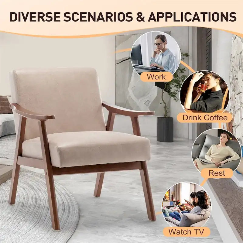 Chaise Moderne du Milieu du Siècle, Chaise de Salon à Cadre en Bois Massif