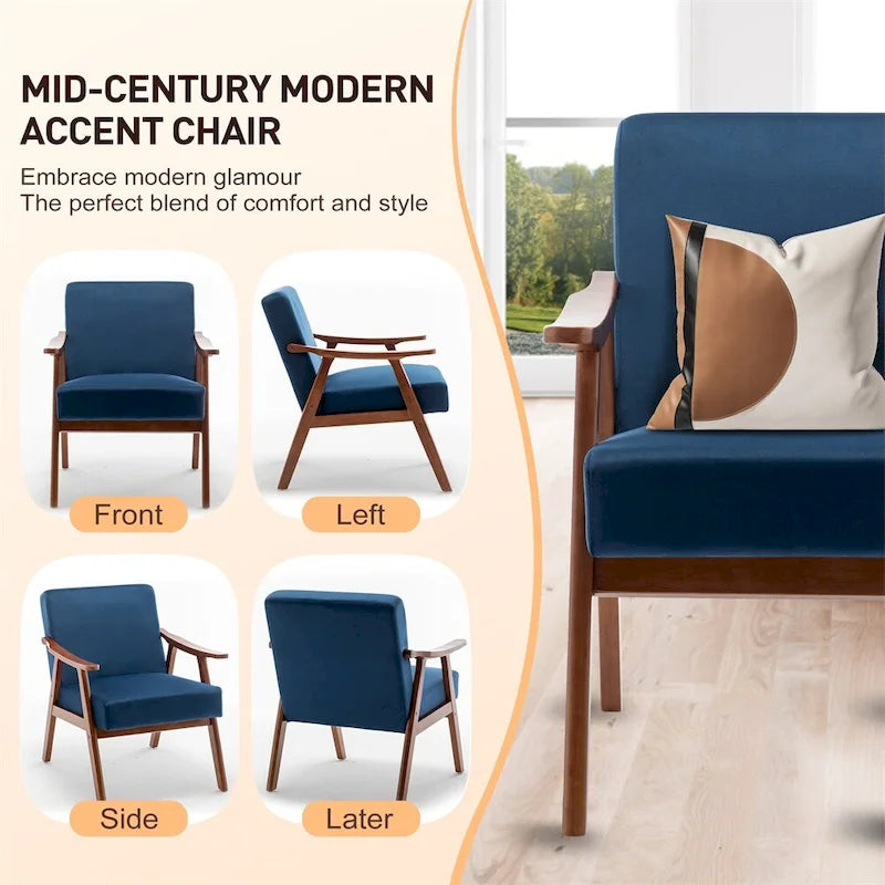 Chaise Moderne du Milieu du Siècle, Chaise de Salon à Cadre en Bois Massif