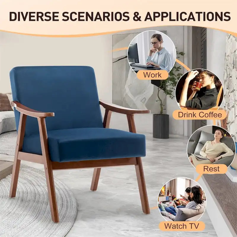 Chaise Moderne du Milieu du Siècle, Chaise de Salon à Cadre en Bois Massif