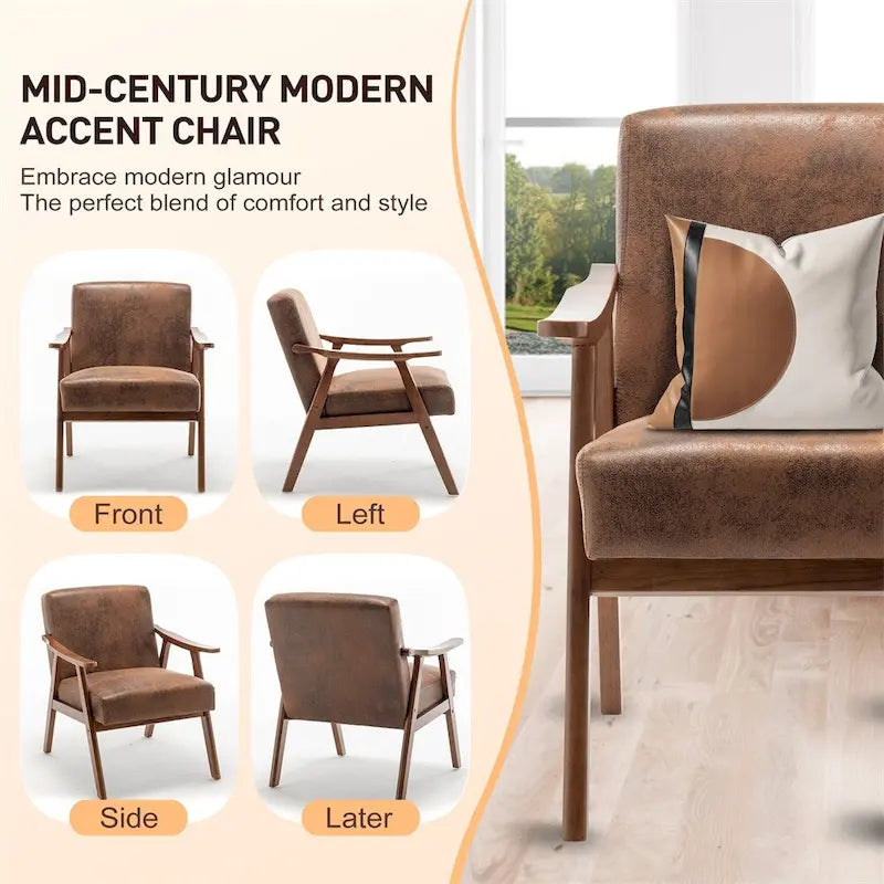 Chaise Moderne du Milieu du Siècle, Chaise de Salon à Cadre en Bois Massif