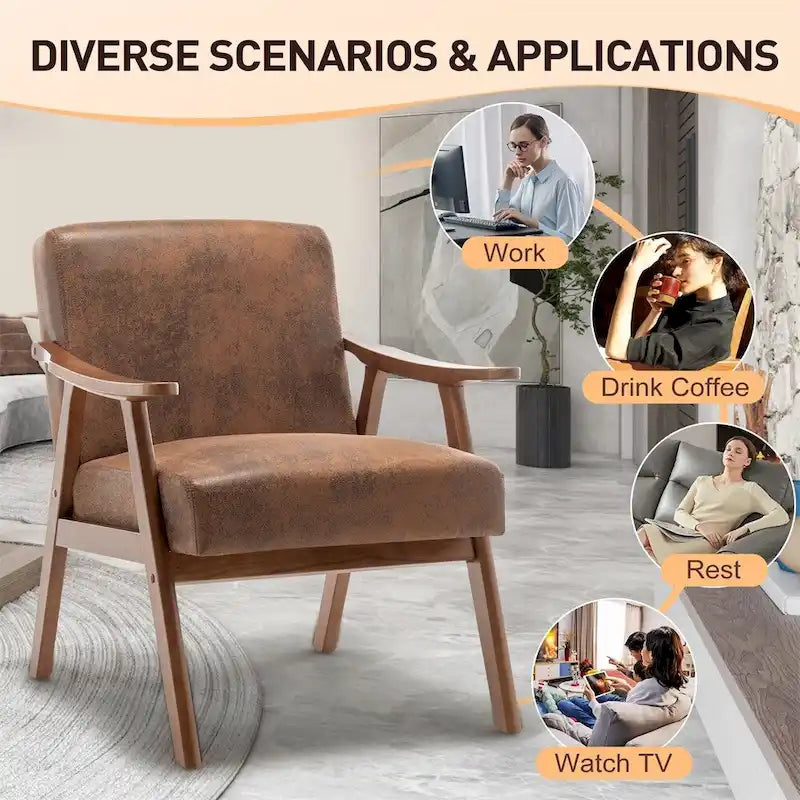 Chaise Moderne du Milieu du Siècle, Chaise de Salon à Cadre en Bois Massif