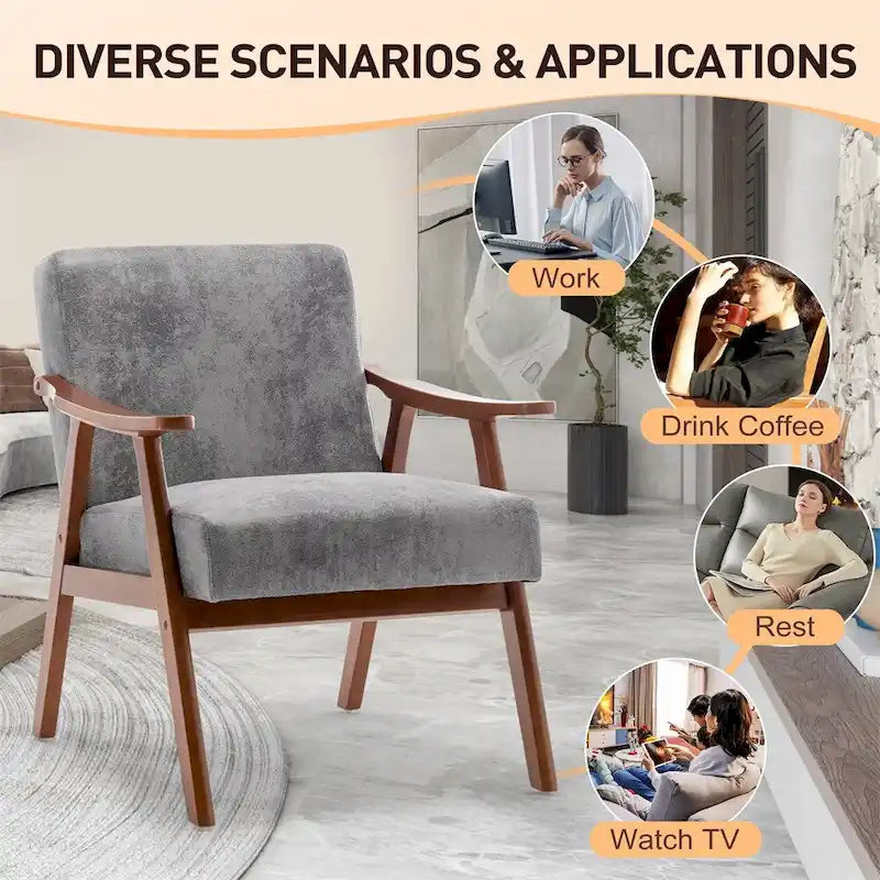 Chaise Moderne du Milieu du Siècle, Chaise de Salon à Cadre en Bois Massif