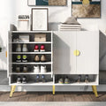 Meuble à chaussures avec portes, meuble de rangement à chaussures à 11 niveaux avec étagères réglables, organisateur de rangement à chaussures en bois moderne