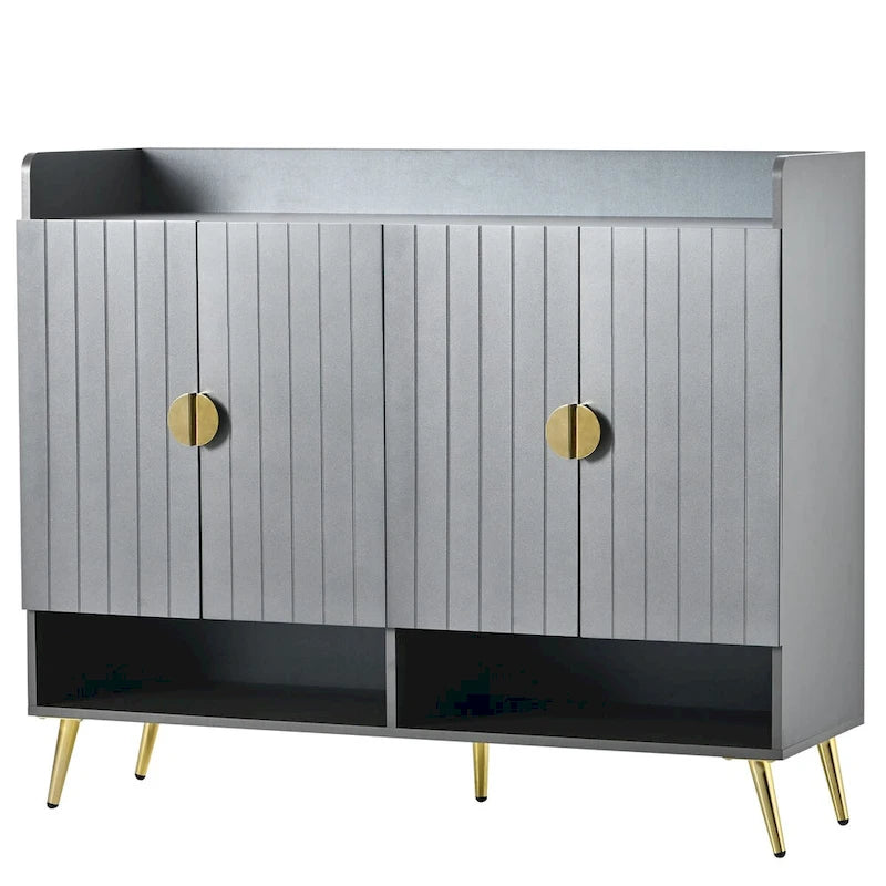 Meuble à chaussures avec portes, meuble de rangement à chaussures à 11 niveaux avec étagères réglables, organisateur de rangement à chaussures en bois moderne