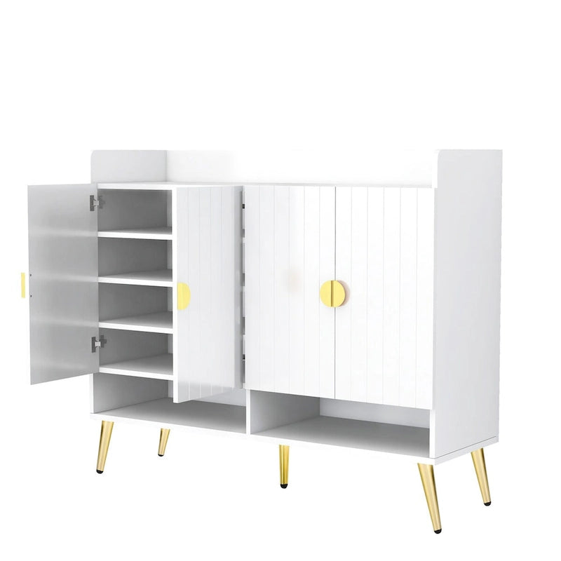 Meuble à chaussures avec portes, meuble de rangement à chaussures à 11 niveaux avec étagères réglables, organisateur de rangement à chaussures en bois moderne