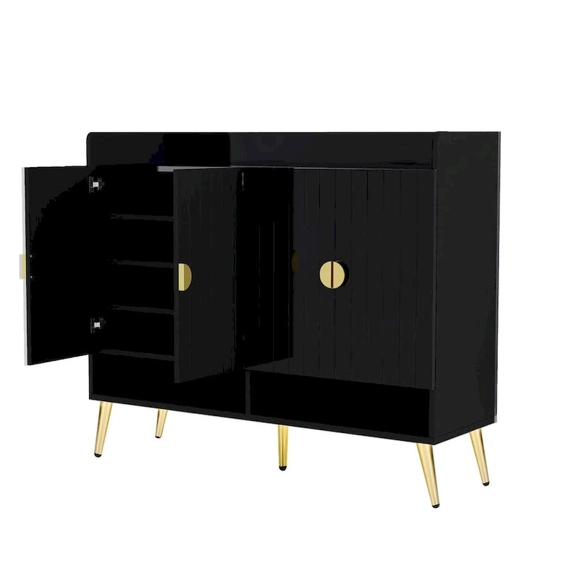Meuble à chaussures avec portes, meuble de rangement à chaussures à 11 niveaux avec étagères réglables, organisateur de rangement à chaussures en bois moderne