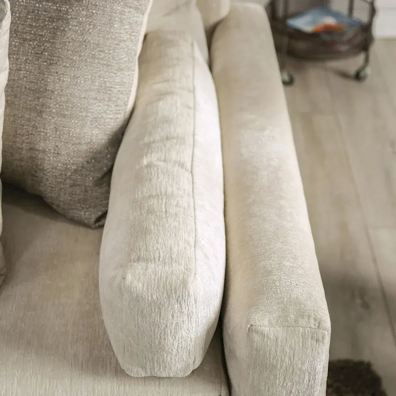 Canapé de style transitoire rembourré en chenille beige