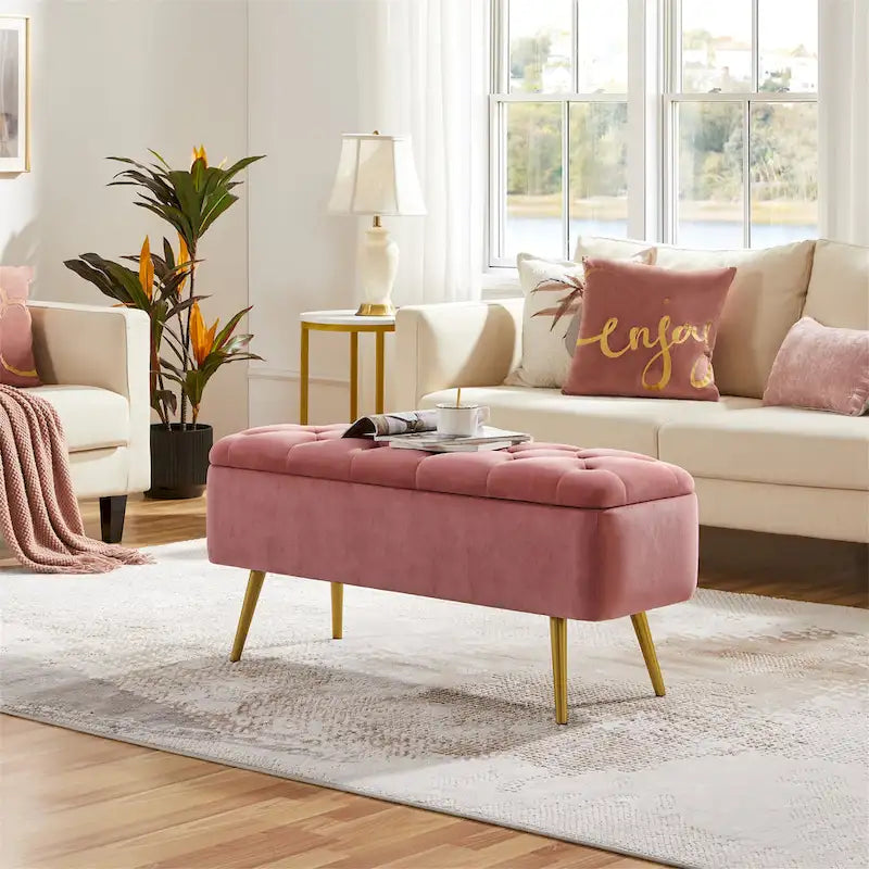 Banc repose-pieds ottoman rembourré – Rangement