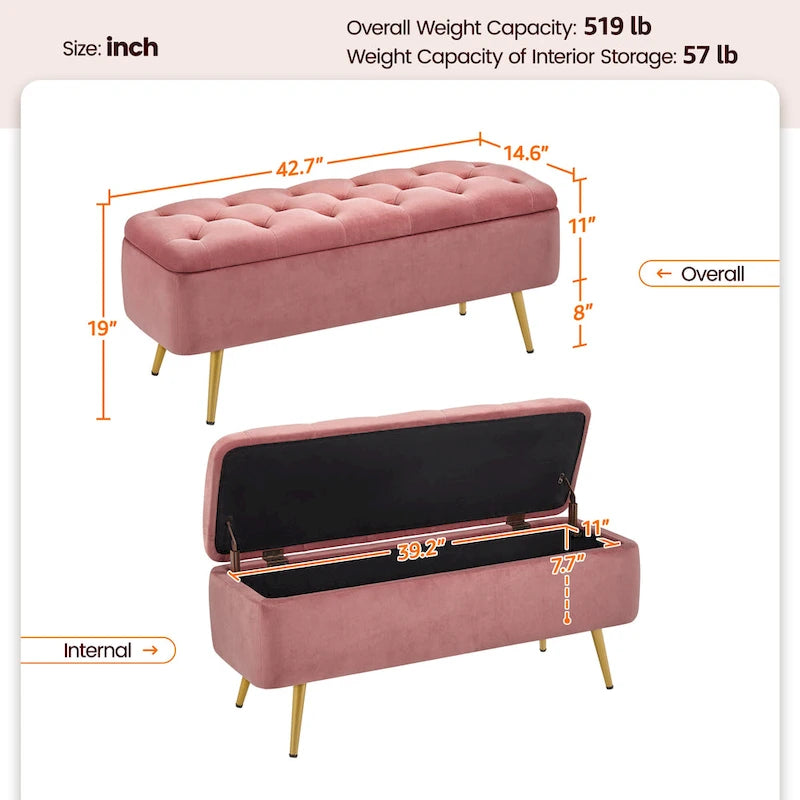 Banc repose-pieds ottoman rembourré – Rangement
