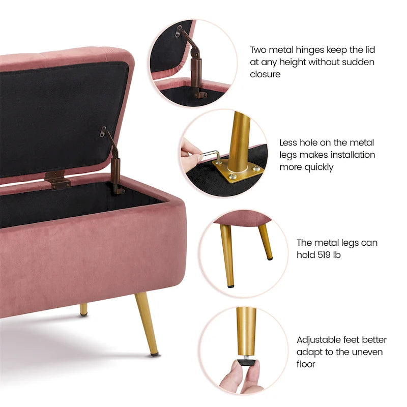 Banc repose-pieds ottoman rembourré – Rangement