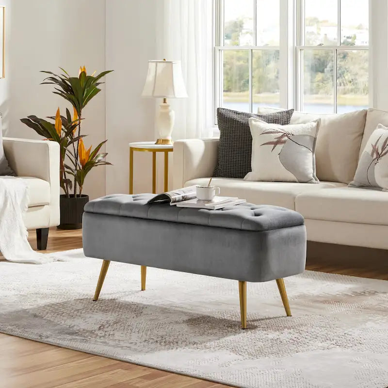 Banc repose-pieds ottoman rembourré – Rangement